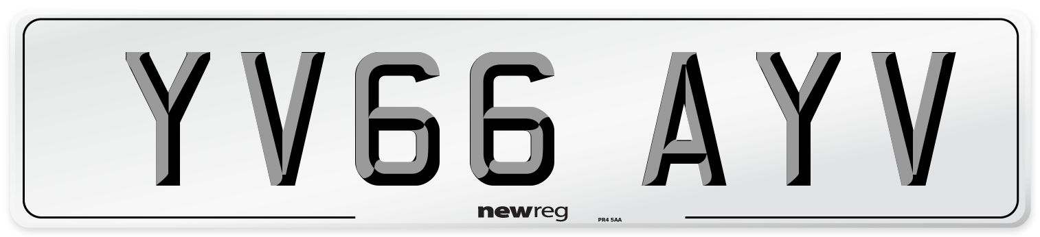 YV66 AYV Number Plate from New Reg